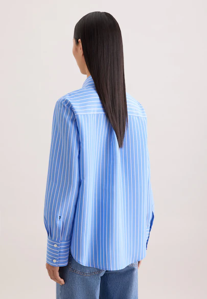 Hemdbluse in A- Linie aus Viskose Mix in Mittelblau |  Seidensticker Onlineshop