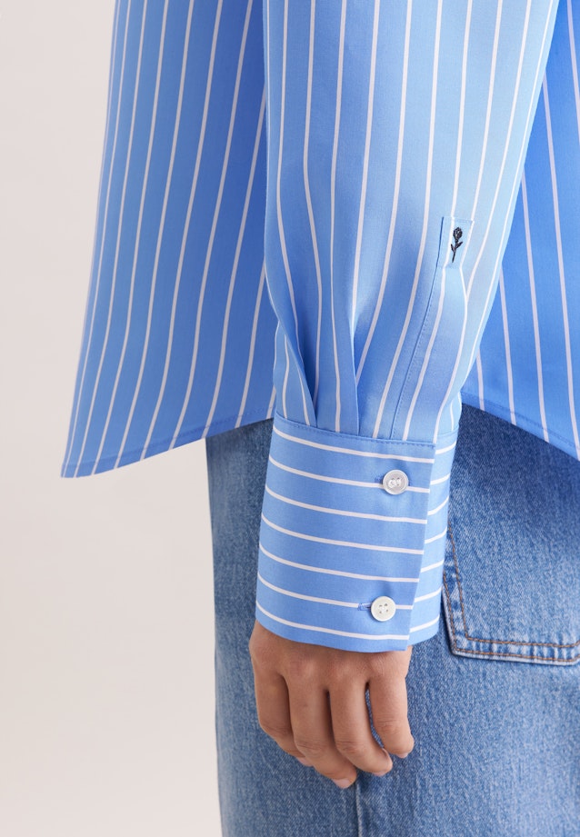 Hemdbluse in A- Linie aus Viskose Mix in Mittelblau |  Seidensticker Onlineshop