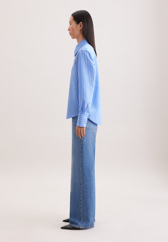 Hemdbluse in A- Linie aus Viskose Mix in Mittelblau |  Seidensticker Onlineshop