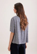 Patterned A-line stand-up collar blouse made of viscose twill in Dunkelblau |  Seidensticker Onlineshop