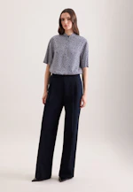 Patterned A-line stand-up collar blouse made of viscose twill in Dunkelblau |  Seidensticker Onlineshop