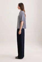 Patterned A-line stand-up collar blouse made of viscose twill in Dunkelblau |  Seidensticker Onlineshop