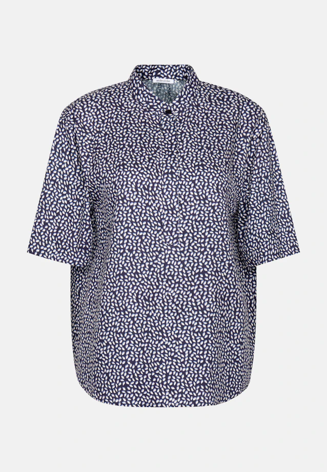 Patterned A-line stand-up collar blouse made of viscose twill in Dunkelblau |  Seidensticker Onlineshop