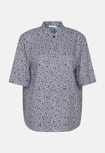 Patterned A-line stand-up collar blouse made of viscose twill in Dunkelblau |  Seidensticker Onlineshop