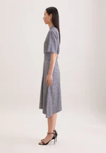 Patterned stand-up collar dress with tie belt made of viscose wool in Dunkelblau |  Seidensticker Onlineshop