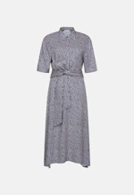Patterned stand-up collar dress with tie belt made of viscose wool in Dunkelblau |  Seidensticker Onlineshop
