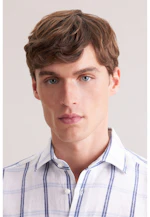 Regular Linen shirt Check in Mittelblau |  Seidensticker Onlineshop