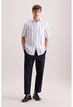 Regular Linen shirt Check in Mittelblau |  Seidensticker Onlineshop