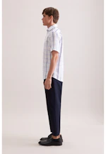 Regular Linen shirt Check in Mittelblau |  Seidensticker Onlineshop