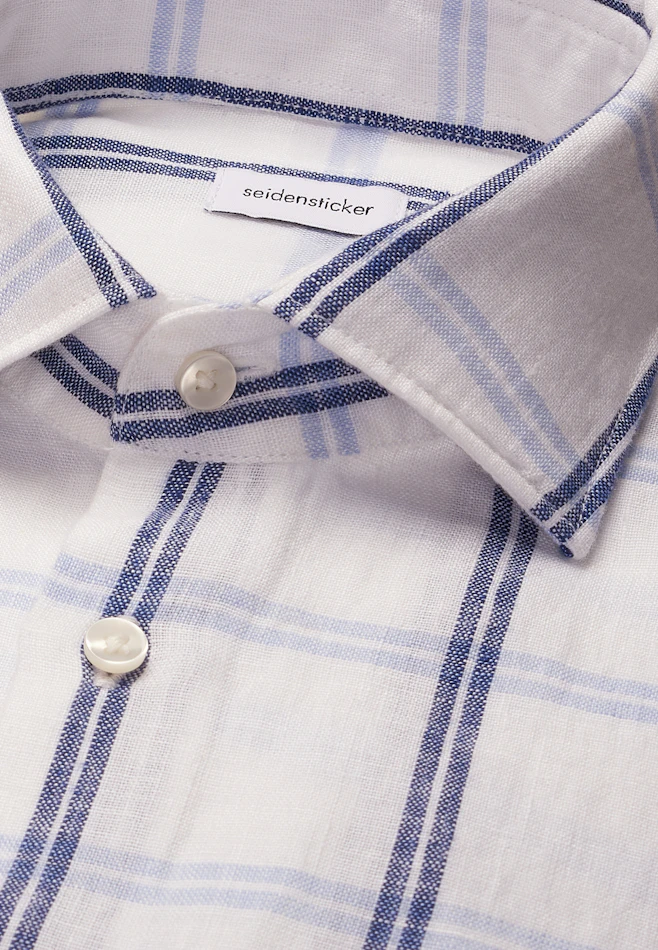 Regular Leinenhemd Karo in Mittelblau | Seidensticker Onlineshop