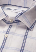 Regular Linen shirt Check in Mittelblau |  Seidensticker Onlineshop
