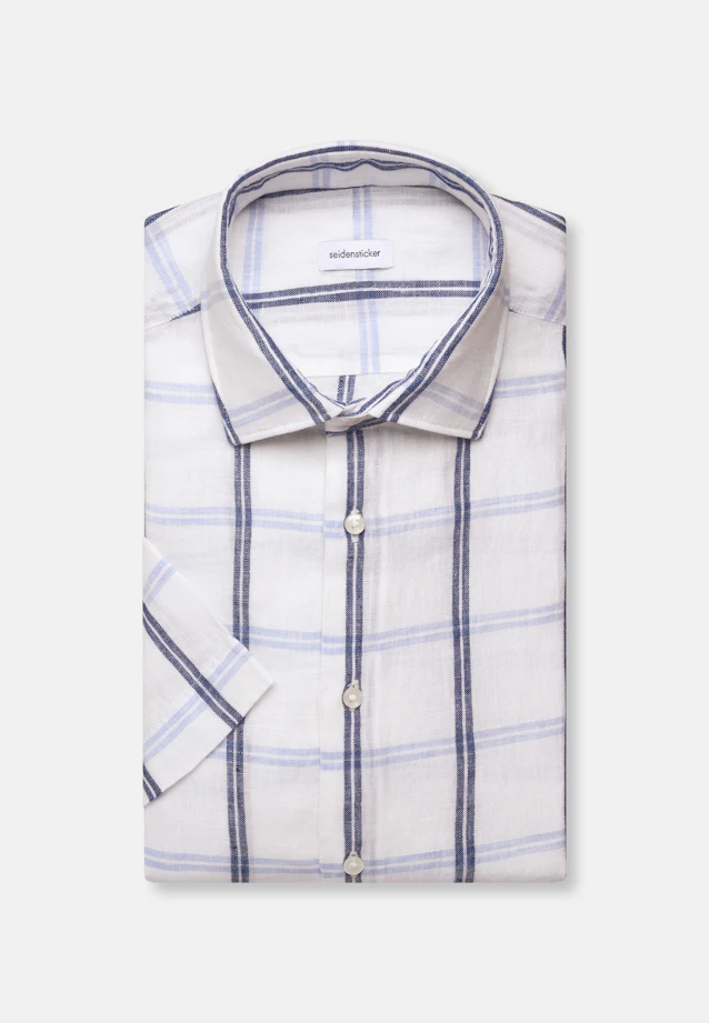 Regular Linen shirt Check in Mittelblau |  Seidensticker Onlineshop