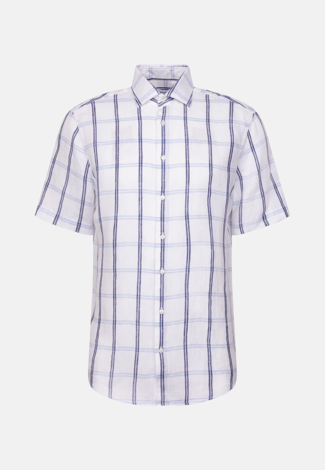 Regular Linen shirt Check in Mittelblau |  Seidensticker Onlineshop