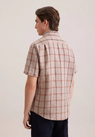 Regular Leinenhemd Karo in Beige | Seidensticker Onlineshop