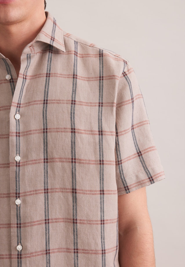 Regular Leinenhemd Karo in Beige |  Seidensticker Onlineshop