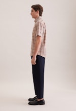 Regular Leinenhemd Karo in Beige |  Seidensticker Onlineshop