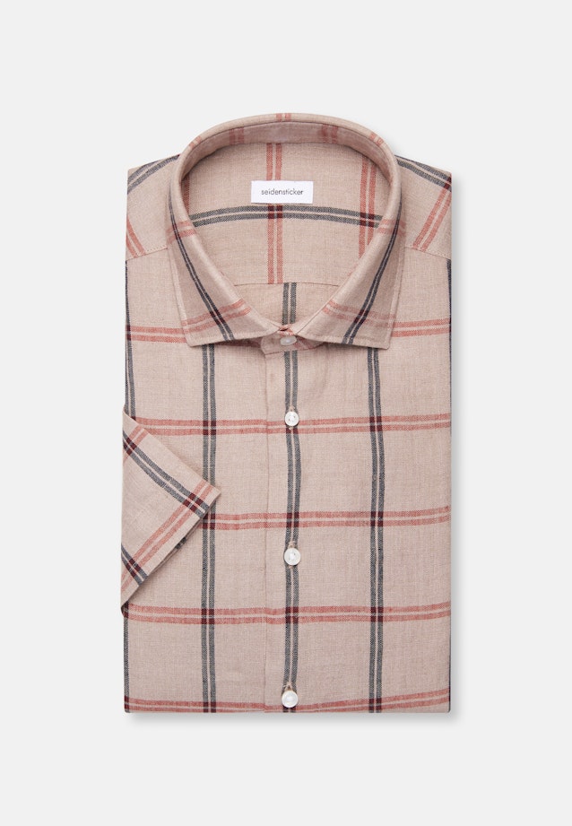 Regular Leinenhemd Karo in Beige |  Seidensticker Onlineshop