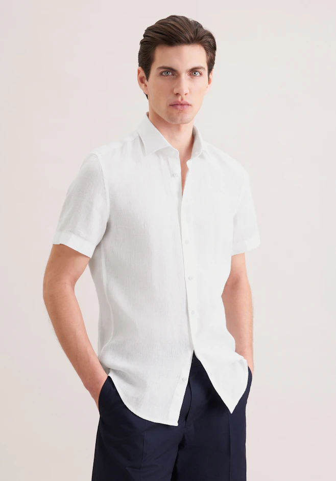 Slim Chemise en lin Uni dans Blanc | Boutique en ligne Seidensticker