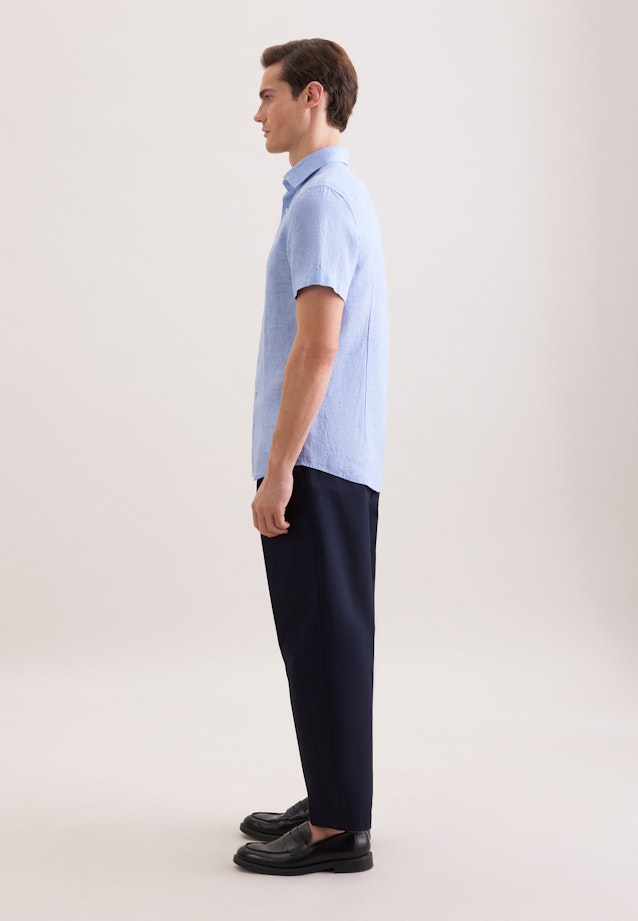 Slim Leinenhemd Uni in Mittelblau |  Seidensticker Onlineshop