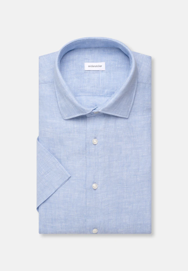 Slim Leinenhemd Uni in Mittelblau | Seidensticker Onlineshop