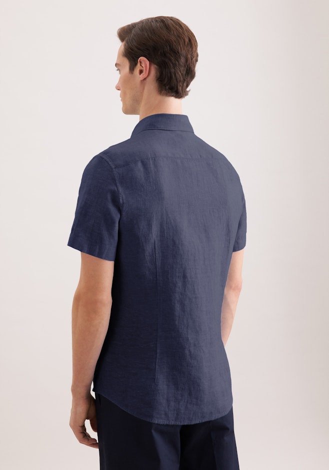 Slim Chemise en lin Uni dans Bleu Foncé | Boutique en ligne Seidensticker