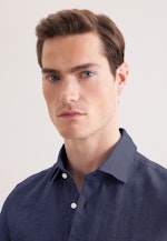 Slim Linen shirt Uni in Dunkelblau |  Seidensticker Onlineshop