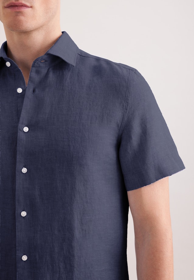 Slim Linen shirt Uni in Dunkelblau |  Seidensticker Onlineshop
