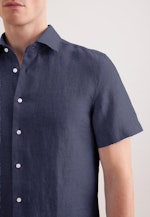 Slim Linen shirt Uni in Dunkelblau |  Seidensticker Onlineshop