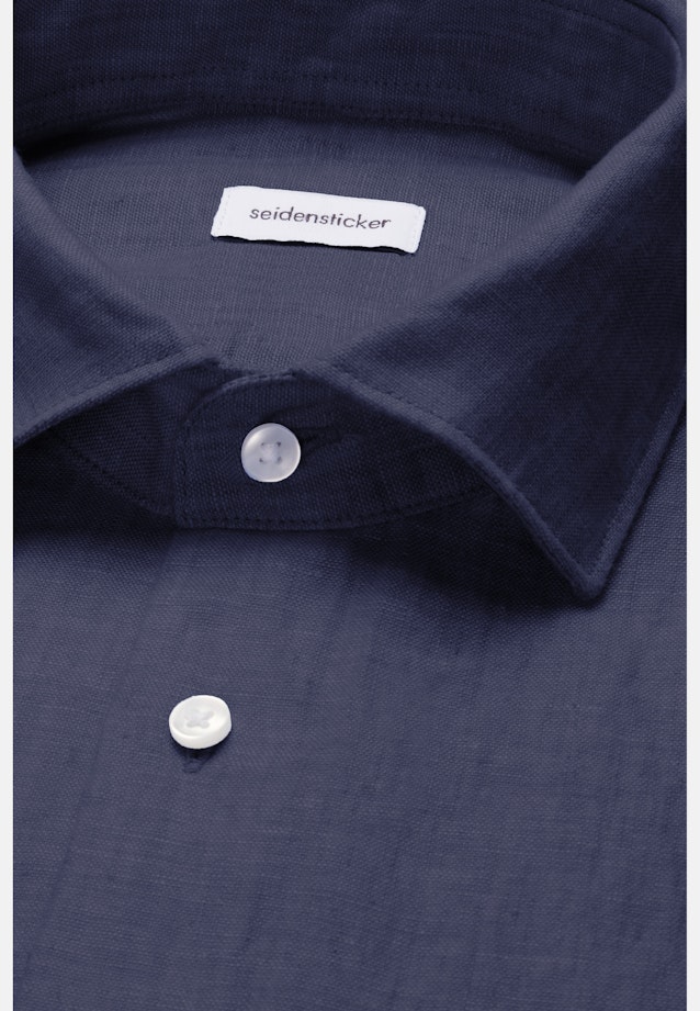 Slim Linen shirt Uni in Dunkelblau |  Seidensticker Onlineshop