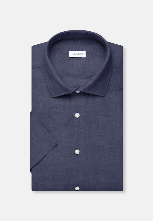 Slim Linen shirt Uni in Dunkelblau |  Seidensticker Onlineshop