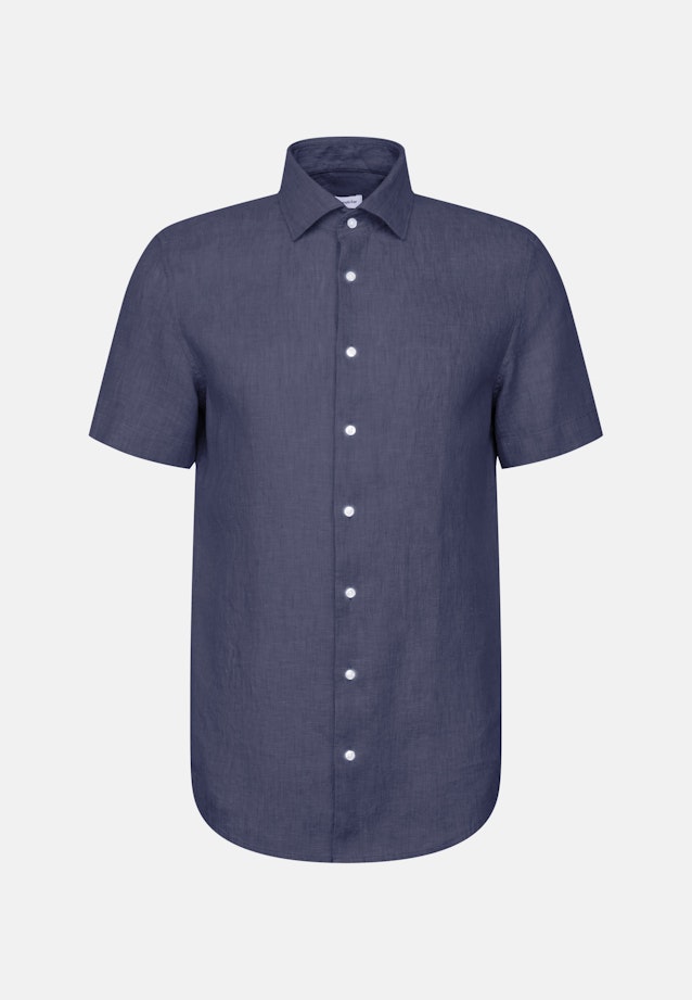 Slim Linen shirt Uni in Dunkelblau |  Seidensticker Onlineshop