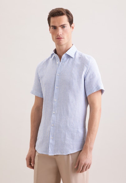 Slim Chemise en lin Rayures in Bleu Moyen | Seidensticker Onlineshop