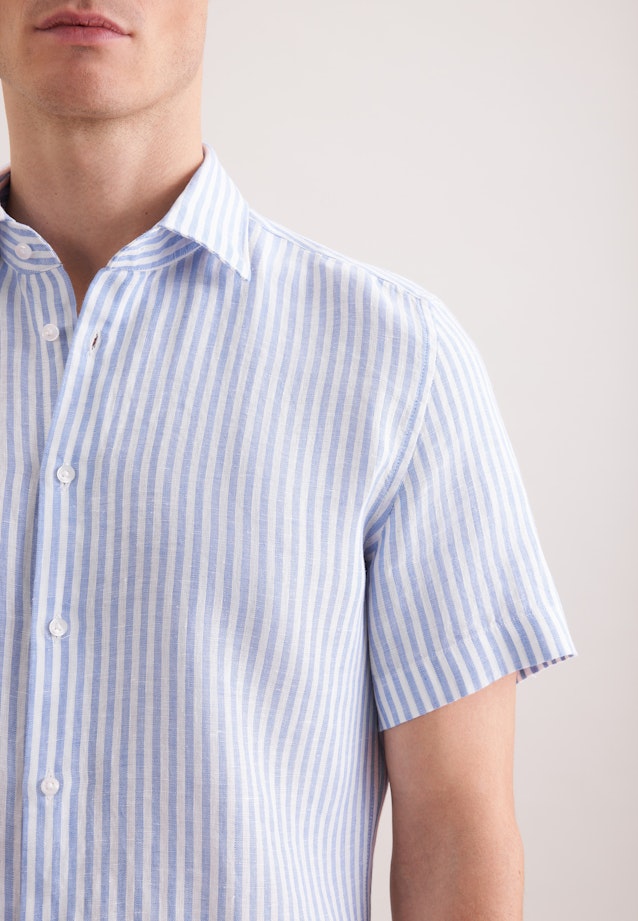 Slim Leinenhemd Gestreift in Mittelblau |  Seidensticker Onlineshop