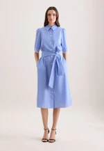 Shirt dress with embroidery and waist belt in Mittelblau |  Seidensticker Onlineshop
