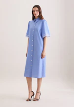 Shirt dress with embroidery and waist belt in Mittelblau |  Seidensticker Onlineshop