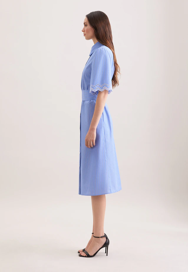 Shirt dress with embroidery and waist belt in Mittelblau |  Seidensticker Onlineshop