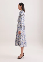 Satiniertes Kleid mit Rüschendetails und Bindeband in Weiß |  Seidensticker Onlineshop