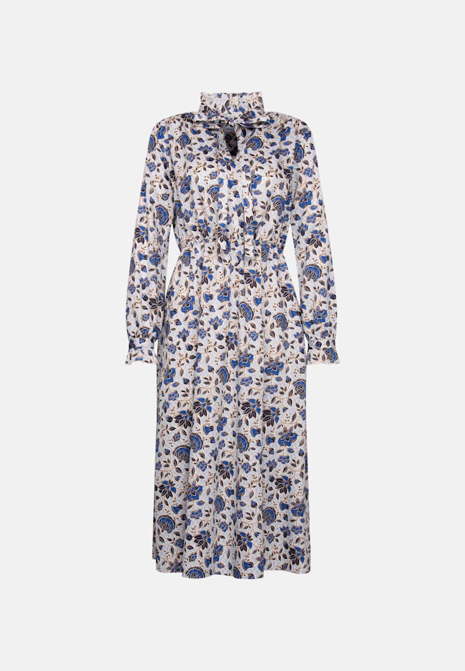 Satiniertes Kleid mit Rüschendetails und Bindeband in Weiß | Seidensticker Onlineshop