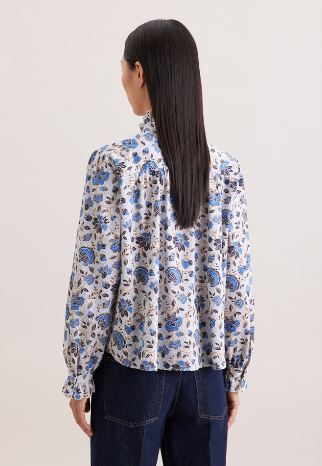 Satinierte Bluse mit Rüschendetails und Bindeband in Weiß | Seidensticker Onlineshop