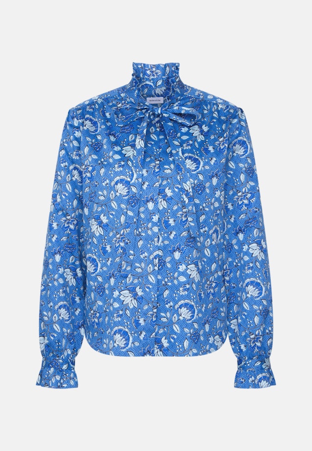 Satinierte Bluse mit Rüschendetails und Bindeband in Bleu Moyen |  Seidensticker Onlineshop