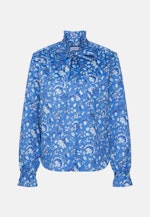 Satinierte Bluse mit Rüschendetails und Bindeband in Bleu Moyen |  Seidensticker Onlineshop