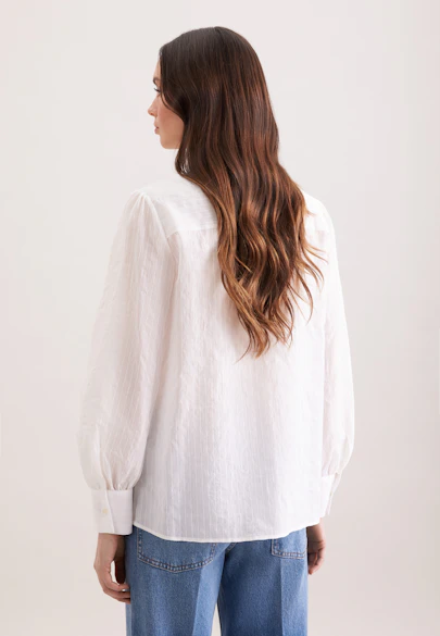 Shirt blouse with semi-transparent stripe in Weiß |  Seidensticker Onlineshop