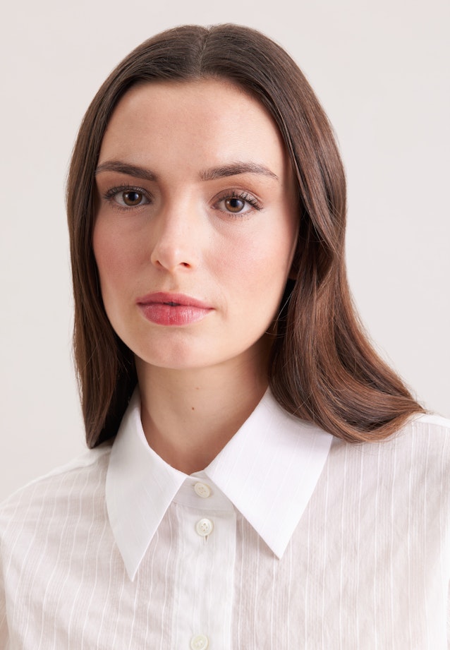 Hemdbluse mit semitransparentem Streifen in Weiß |  Seidensticker Onlineshop