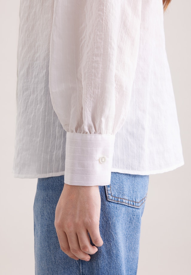 Hemdbluse mit semitransparentem Streifen in Weiß |  Seidensticker Onlineshop
