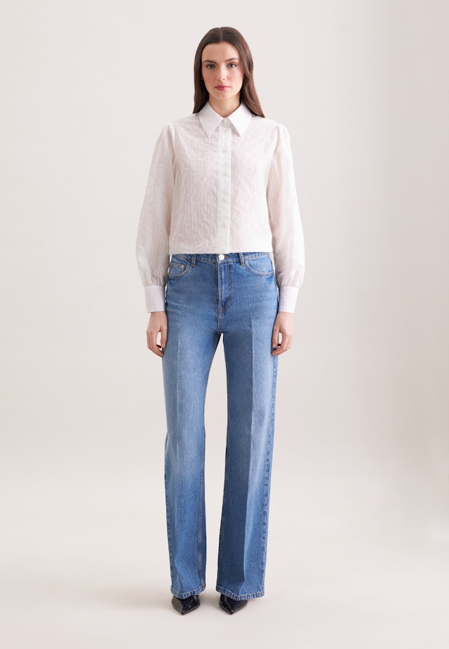 Hemdbluse mit semitransparentem Streifen in Weiß |  Seidensticker Onlineshop