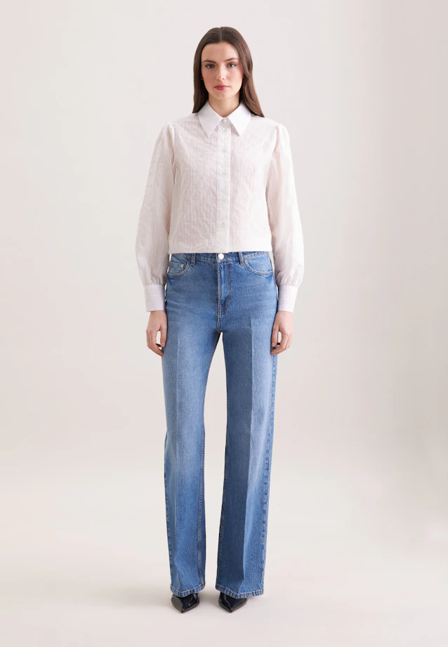 Hemdbluse mit semitransparentem Streifen in Weiß |  Seidensticker Onlineshop