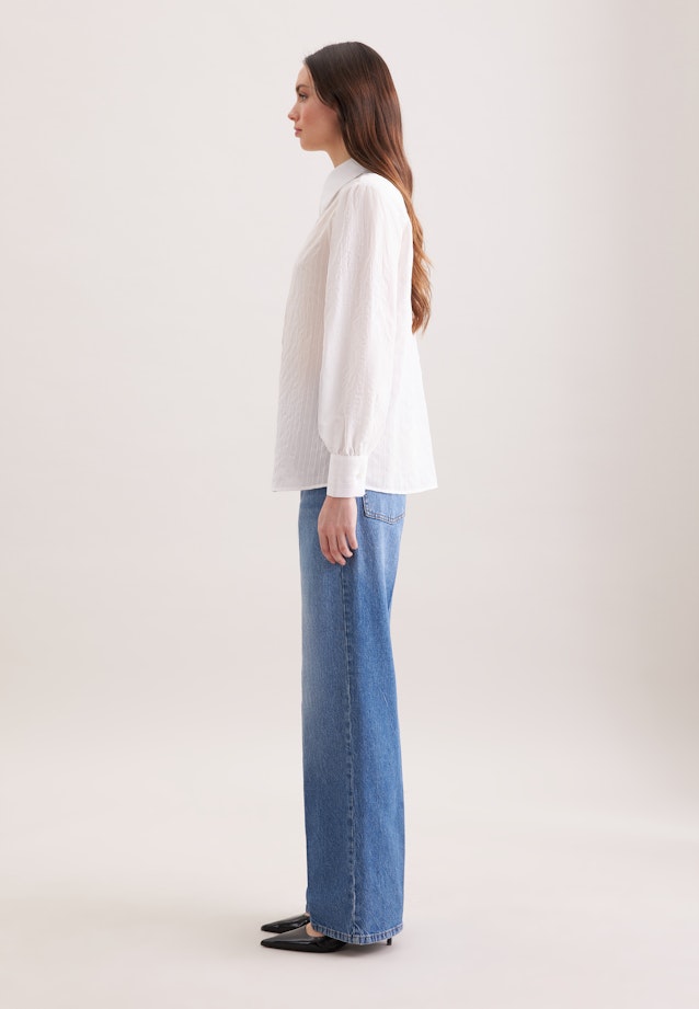 Hemdbluse mit semitransparentem Streifen in Weiß |  Seidensticker Onlineshop