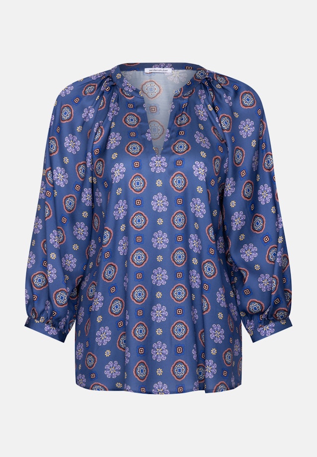 Satinierte Tunikabluse mit Volumenärmeln in Bleu Moyen |  Seidensticker Onlineshop