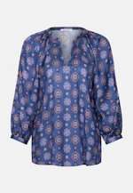 Satinierte Tunikabluse mit Volumenärmeln in Mittelblau |  Seidensticker Onlineshop