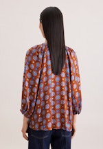 Satinierte Tunikabluse mit Volumenärmeln in Orange |  Seidensticker Onlineshop